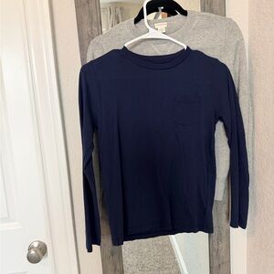 Crewcuts Light Gray Crewneck Sweater & Navy Long Sleeve Shirt